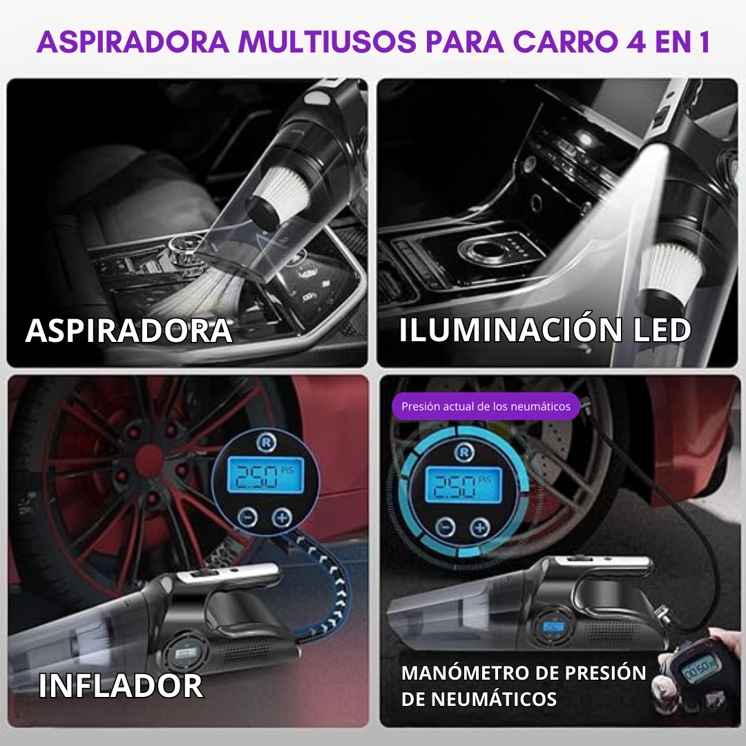 ASPIRADORA DE AUTO 4 EN 1